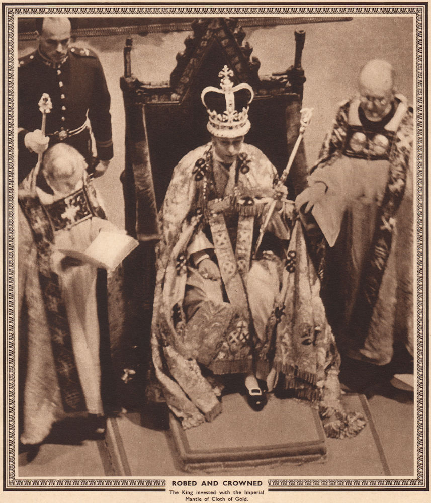 CORONATION 1937. Robed and crowned. Imperial mantle of Cloth of Gold 1937