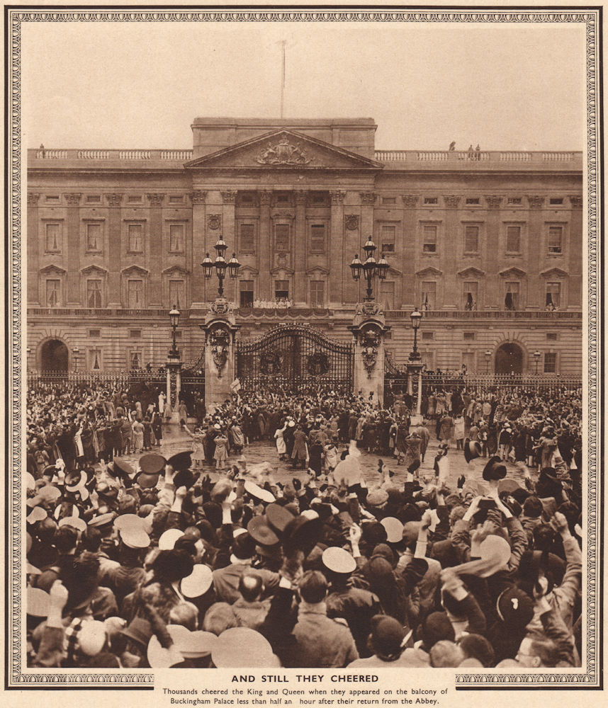 Associate Product CORONATION 1937. Crowd cheering King George 6 balcony Buckingham Palace 1937