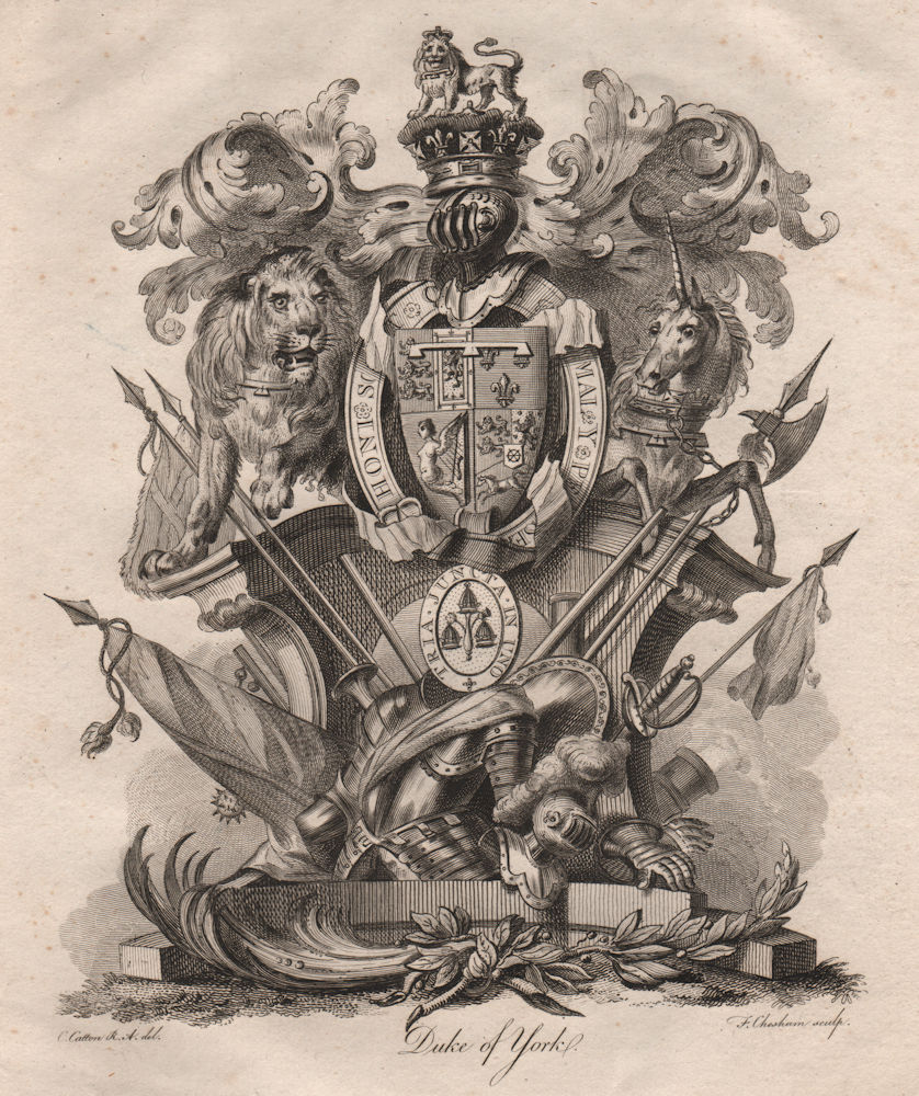 DUKE OF YORK. Coat of Arms. Heraldry 1790 old antique vintage print picture