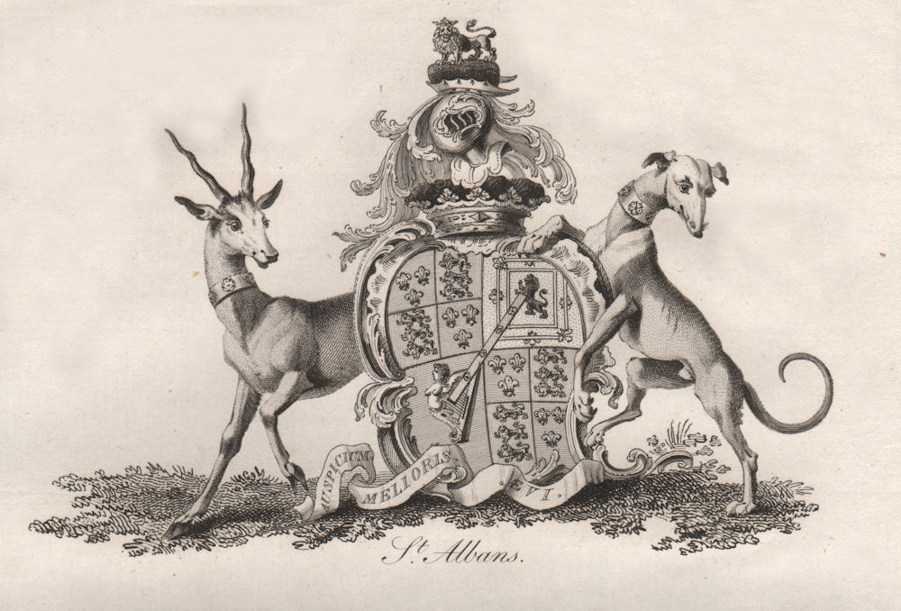 ST. ALBANS. Coat of Arms. Heraldry 1790 old antique vintage print picture
