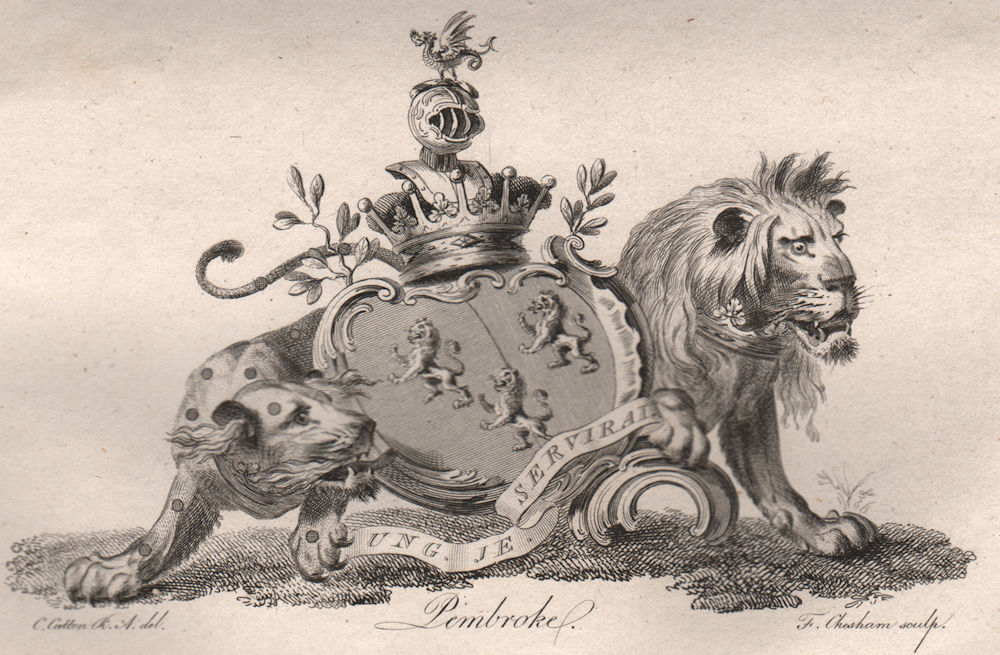 PEMBROKE. Coat of Arms. Heraldry 1790 old antique vintage print picture
