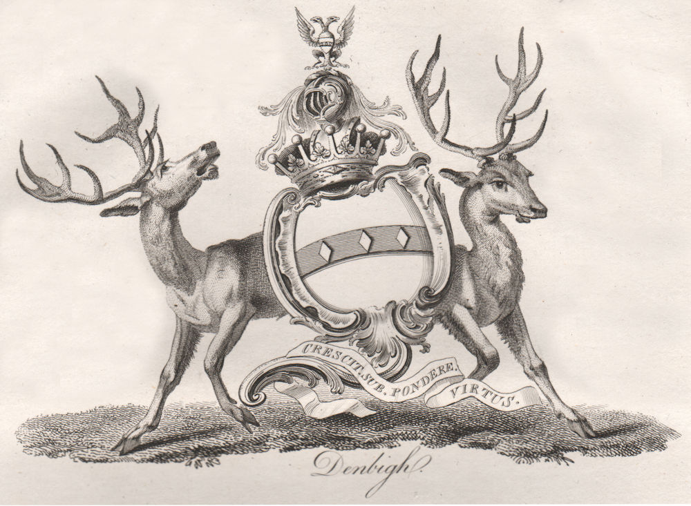 DENBIGH. Coat of Arms. Heraldry 1790 old antique vintage print picture