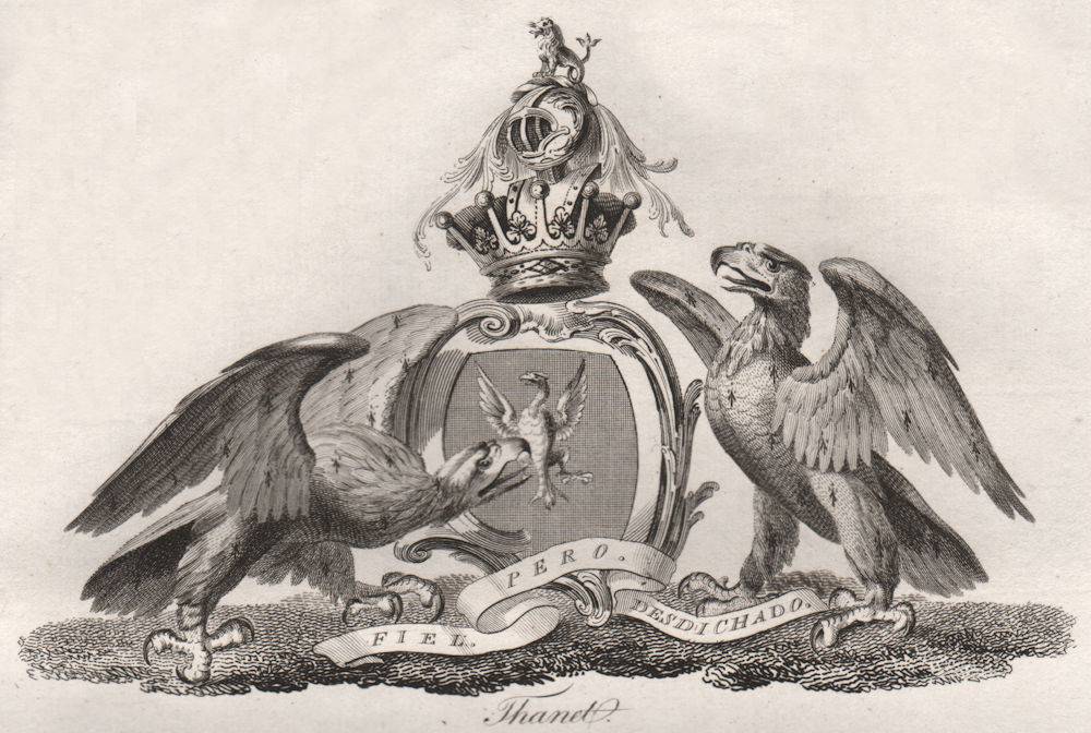 Heraldry 1790 old antique vintage print picture OXFORD Coat of Arms 