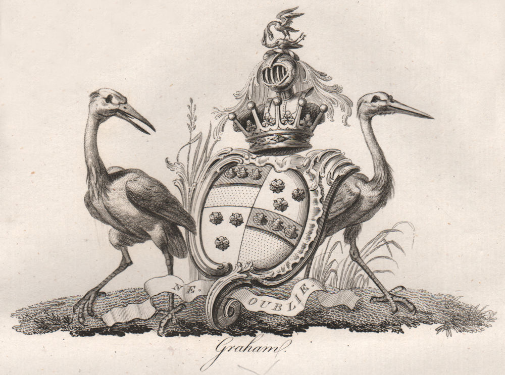 GRAHAM. Coat of Arms. Heraldry 1790 old antique vintage print picture
