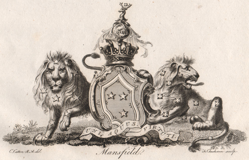 MANSFIELD. Coat of Arms. Heraldry 1790 old antique vintage print picture