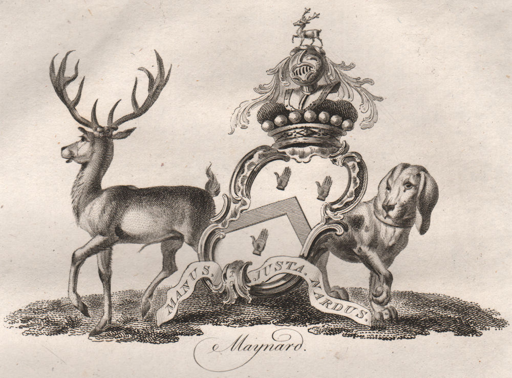 MAYNARD. Coat of Arms. Heraldry 1790 old antique vintage print picture