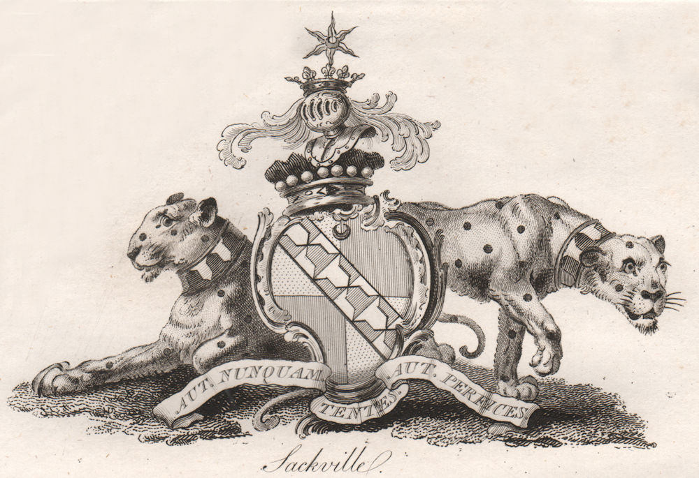 SACKVILLE. Coat of Arms. Heraldry 1790 old antique vintage print picture