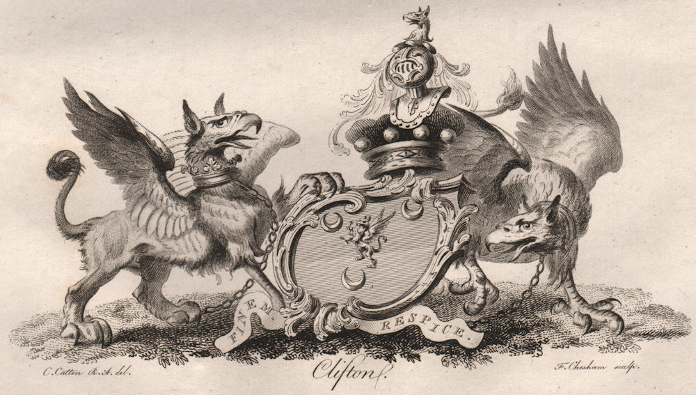 Associate Product CLIFTON. Coat of Arms. Heraldry 1790 old antique vintage print picture