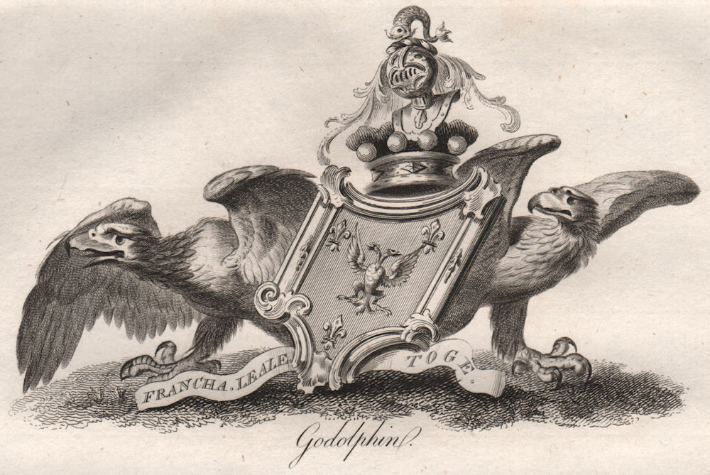 GODOLPHIN. Coat of Arms. Heraldry 1790 old antique vintage print picture