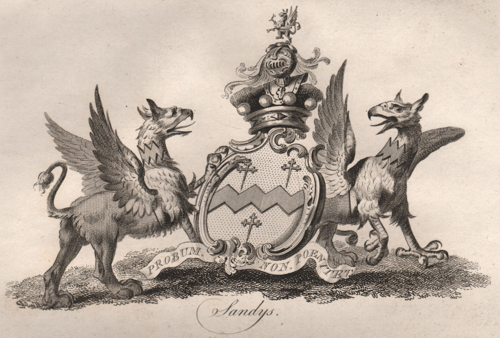 Associate Product SANDYS. Coat of Arms. Heraldry 1790 old antique vintage print picture