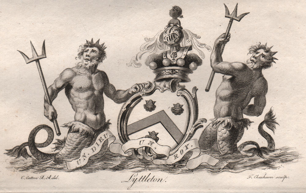 LYTTLETON. Coat of Arms. Heraldry 1790 old antique vintage print picture