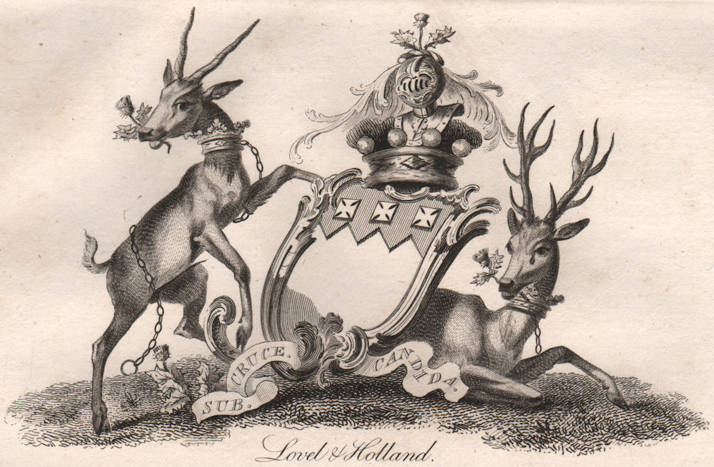 LOVEL & HOLLAND. Coat of Arms. Heraldry 1790 old antique vintage print picture