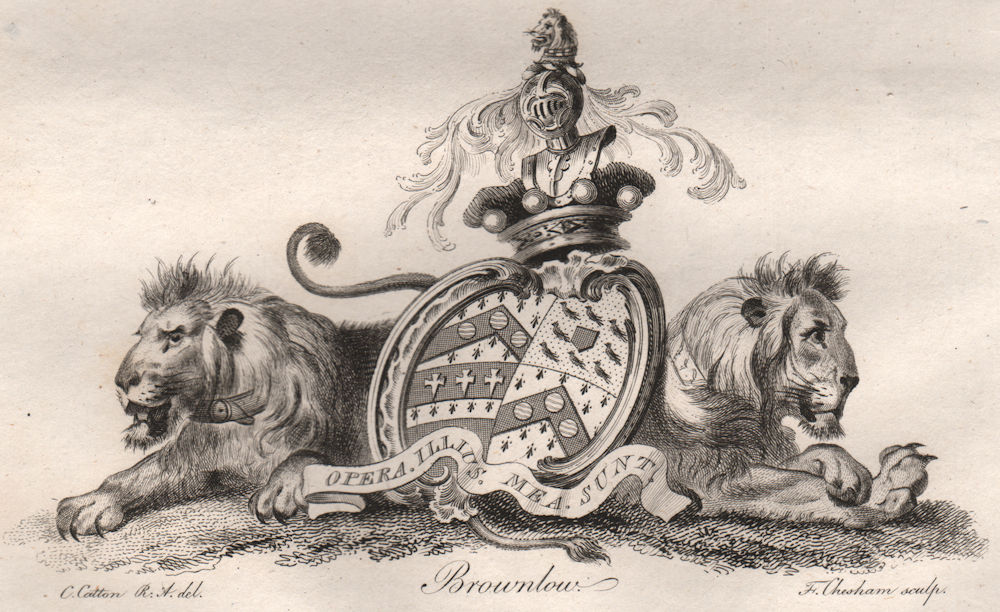 BROWNLOW. Coat of Arms. Heraldry 1790 old antique vintage print picture