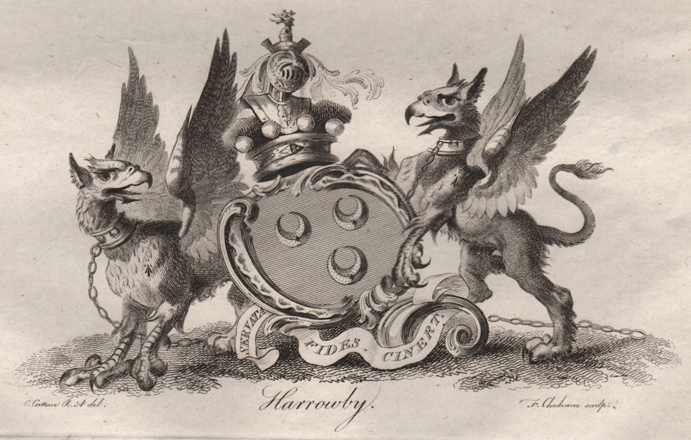 HARROWBY. Coat of Arms. Heraldry 1790 old antique vintage print picture