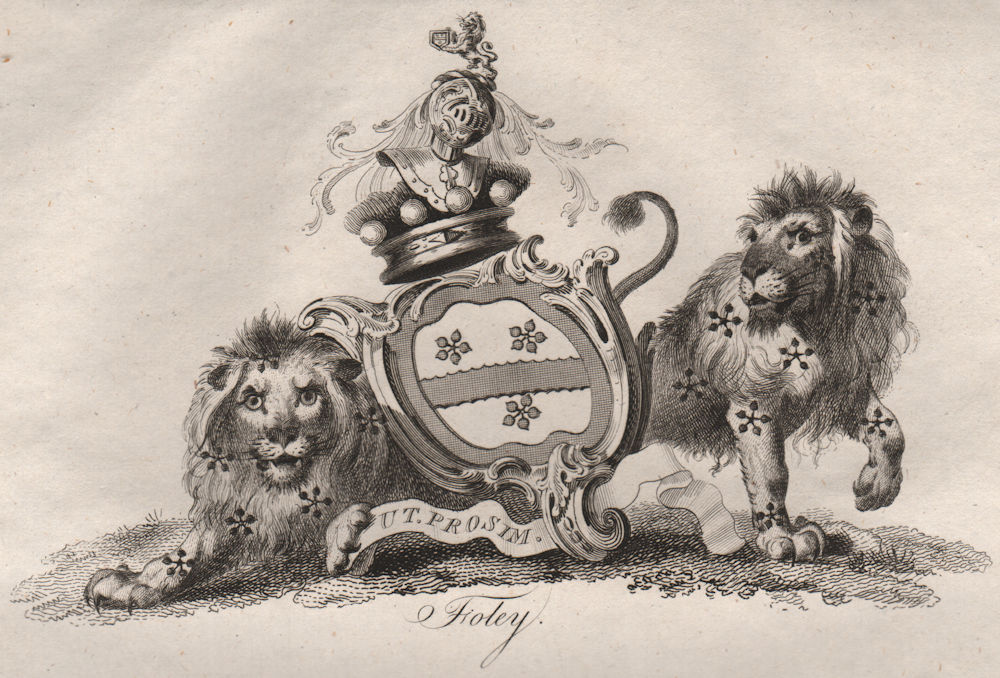 FIOLEY. Coat of Arms. Heraldry 1790 old antique vintage print picture