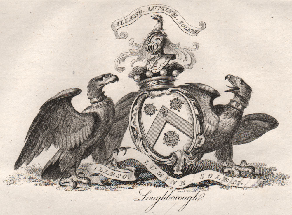 LOUGHBOROUGH. Coat of Arms. Heraldry 1790 old antique vintage print picture