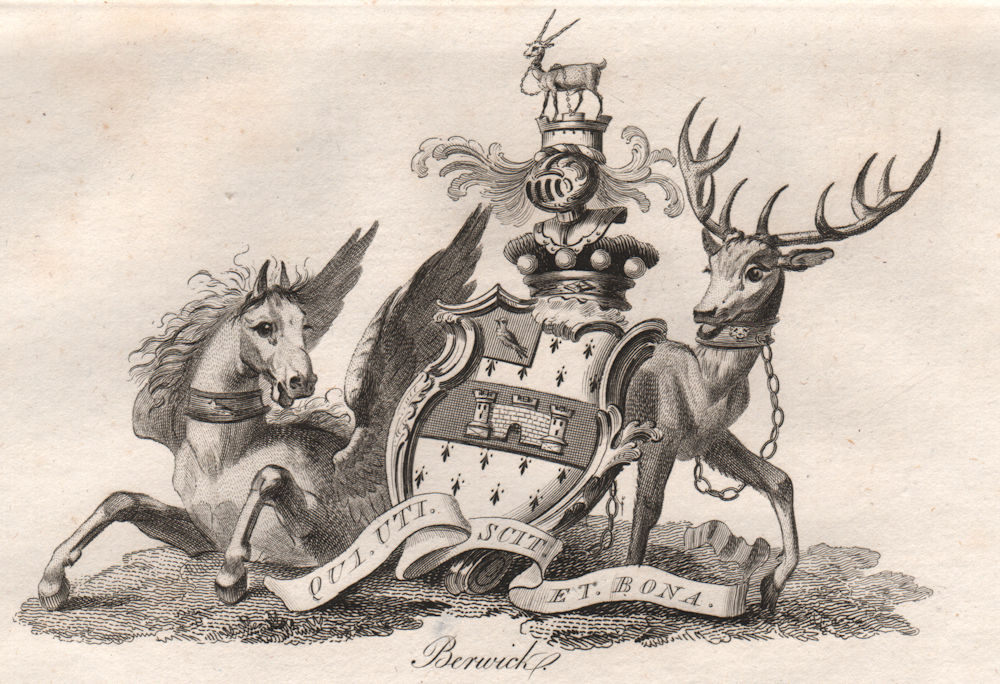 BERWICK. Coat of Arms. Heraldry 1790 old antique vintage print picture