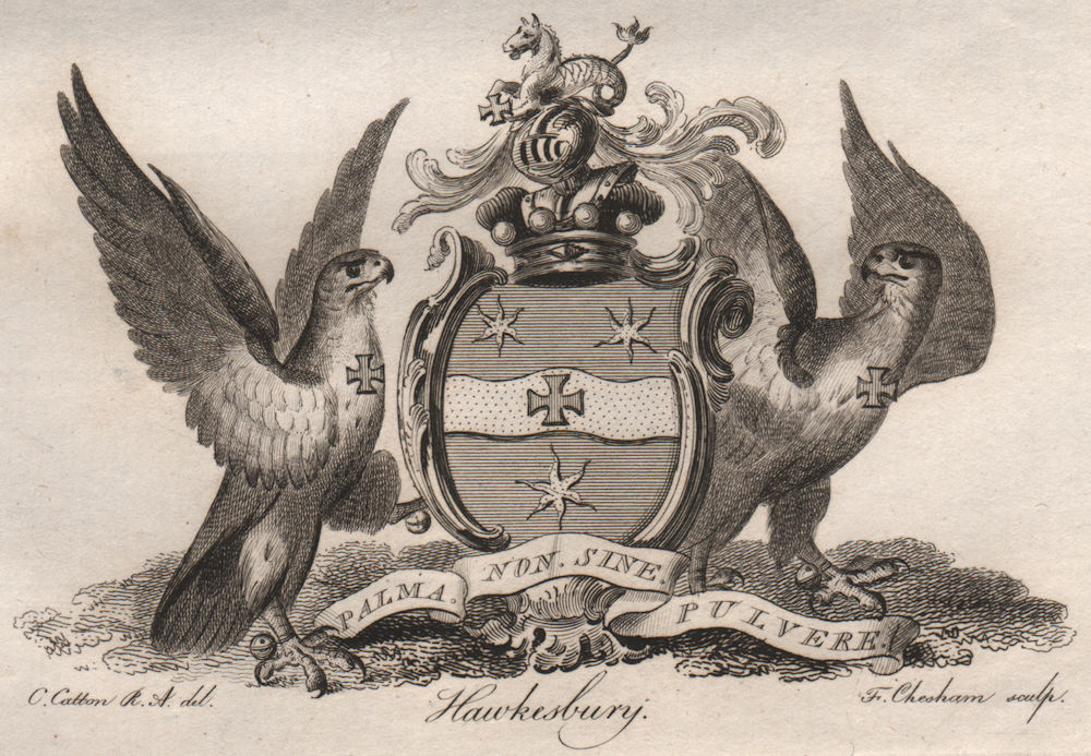 HAWKESBURY. Coat of Arms. Heraldry 1790 old antique vintage print picture
