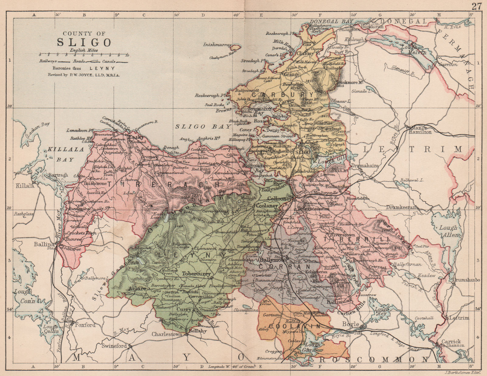 Associate Product COUNTY SLIGO. Antique county map. Connaught. Ireland. BARTHOLOMEW 1882 old