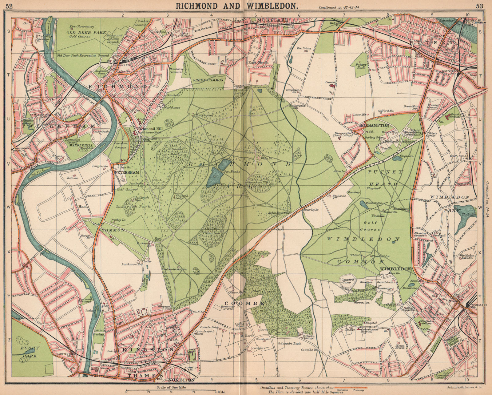 Associate Product LONDON SW. Richmond Wimbledon Putney Twickenham Kingston-upon-Thames 1913 map