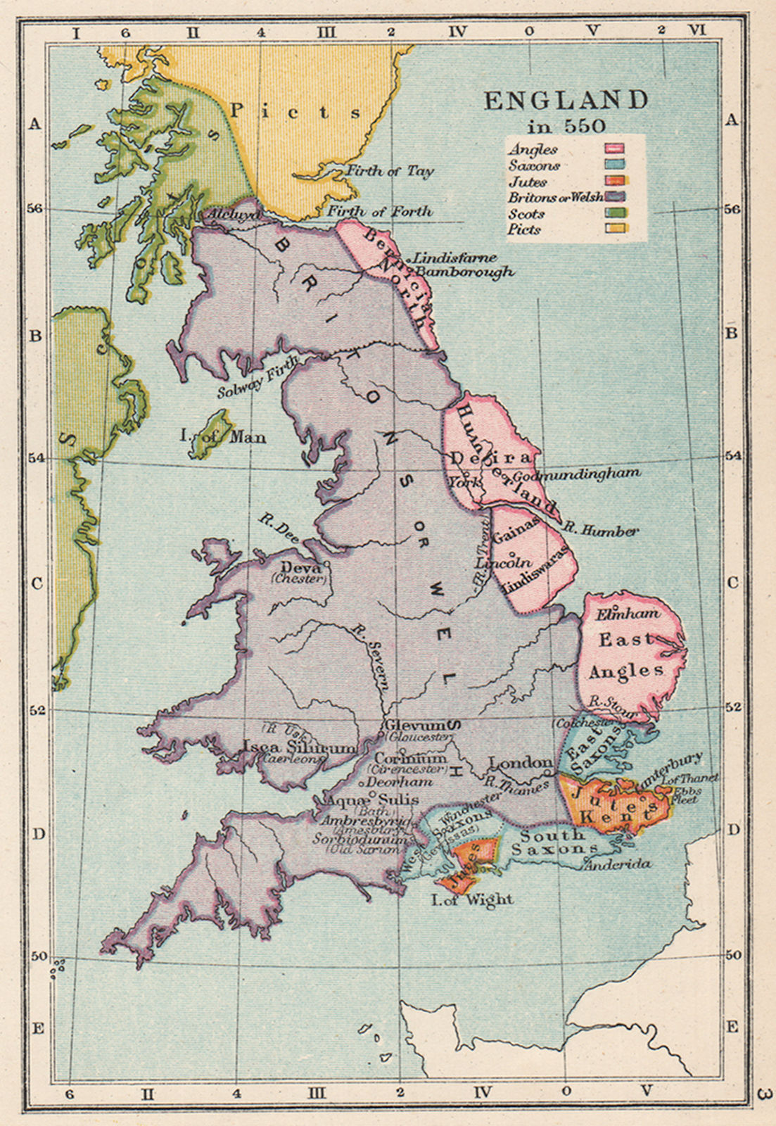 Associate Product ENGLAND IN 550. Ethnic. Britons Angles Saxons Jutes Picts Scots. SMALL 1907 map
