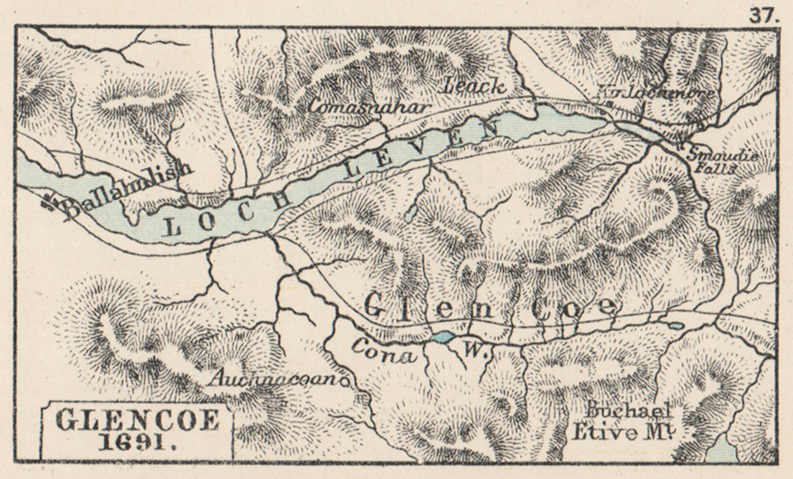 MASSACRE OF GLENCOE. Achnacon. 1691. 1692. SMALL. 1907 old antique map chart