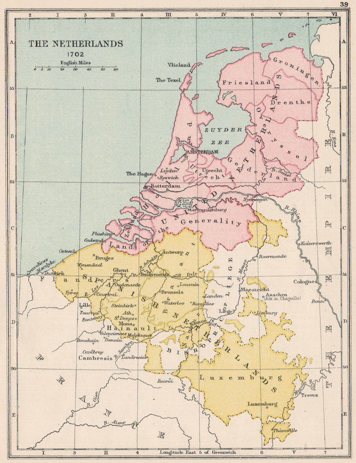 NETHERLANDS 1702. United Netherlands. Spanish Netherlands 1907 old antique map