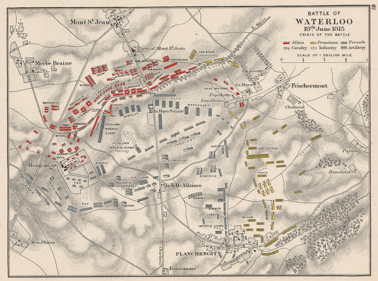 BATTLE OF WATERLOO. 18th June 1815 "crisis Of The Battle" 1907 Old ...