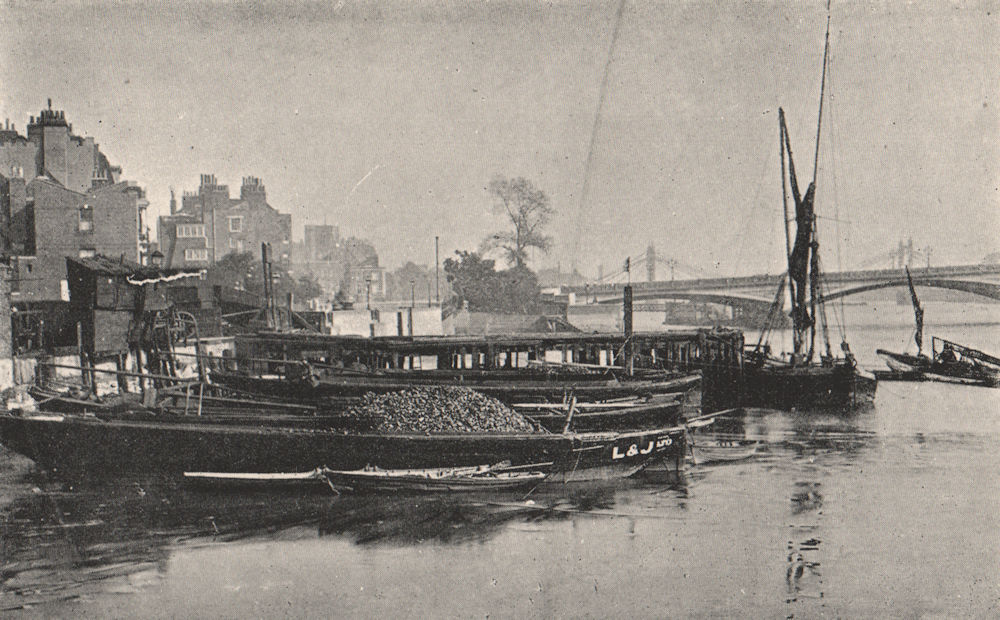 CHELSEA. The Jetty and Coal Wharf. SMALL 1900 old antique print picture