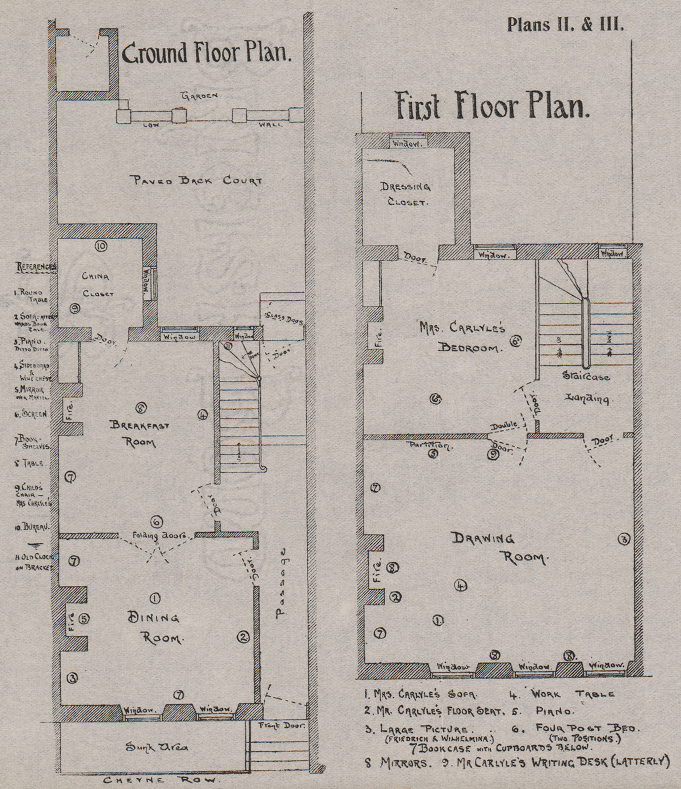 Associate Product CHELSEA. Carlyle's House, 24 Cheyne Row. Ground floor plan; 1st. SMALL 1900 map