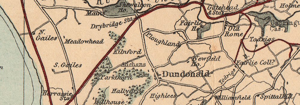 AYRSHIRE. Map of the coal mining districts. Scotland. Minerals. BARTHOLOMEW 1885