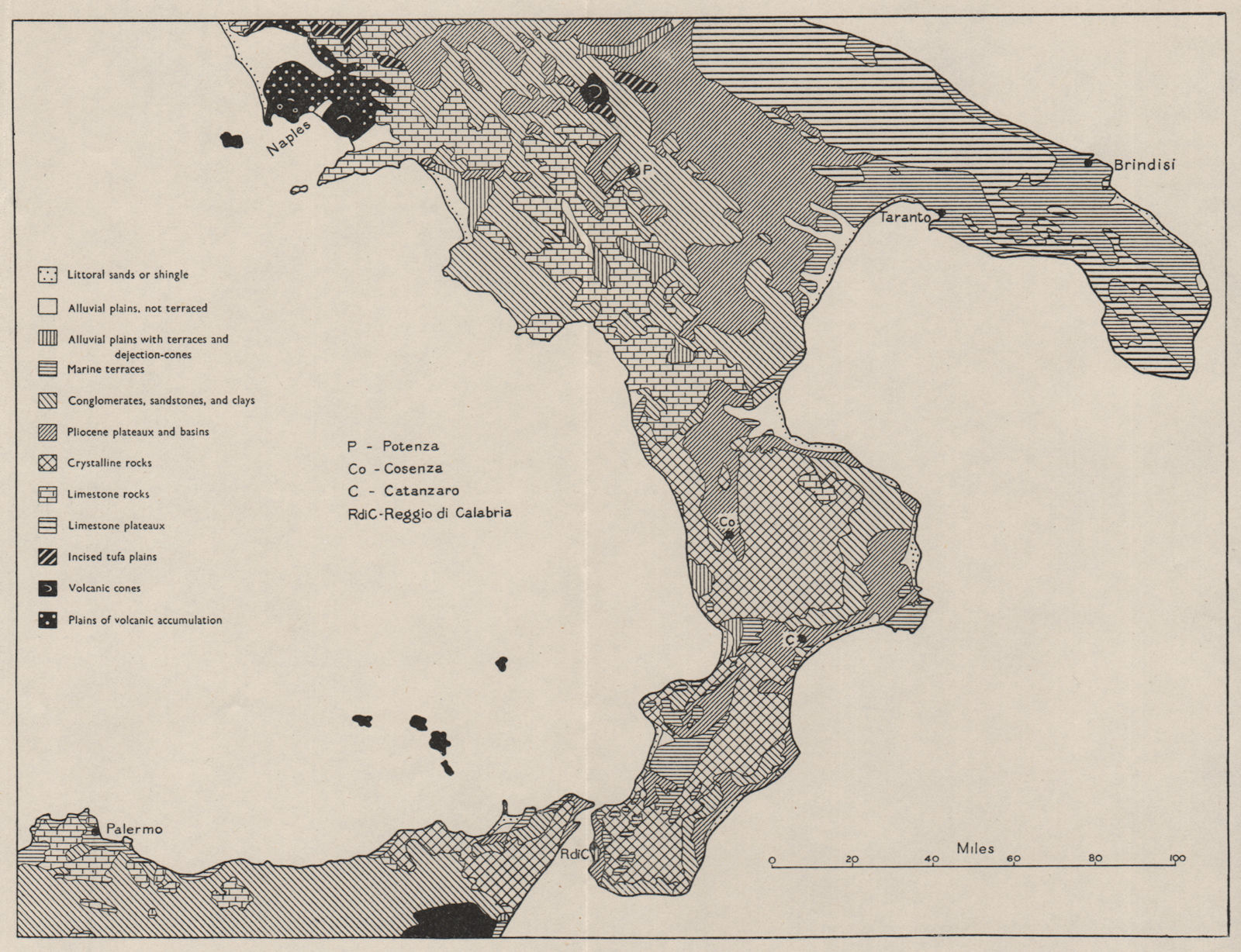 SOUTHERN ITALY. Landform types. WW2 ROYAL NAVY INTELLIGENCE MAP 1944 old