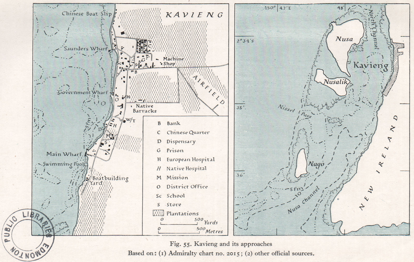 PAPAU NEW GUINEA. Kavieng & approaches. WW2 ROYAL NAVY INTELLIGENCE MAP 1944