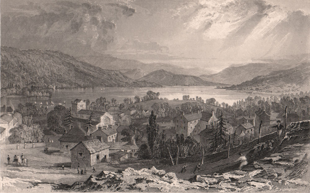 Associate Product LAKE DISTRICT. Bowness & Windermere lake, Westmoreland. Cumbria. ALLOM 1839