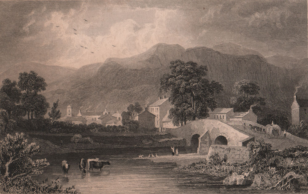 LAKE DISTRICT. Keswick, from Greta Bridge. Cumbria 1839 old antique print