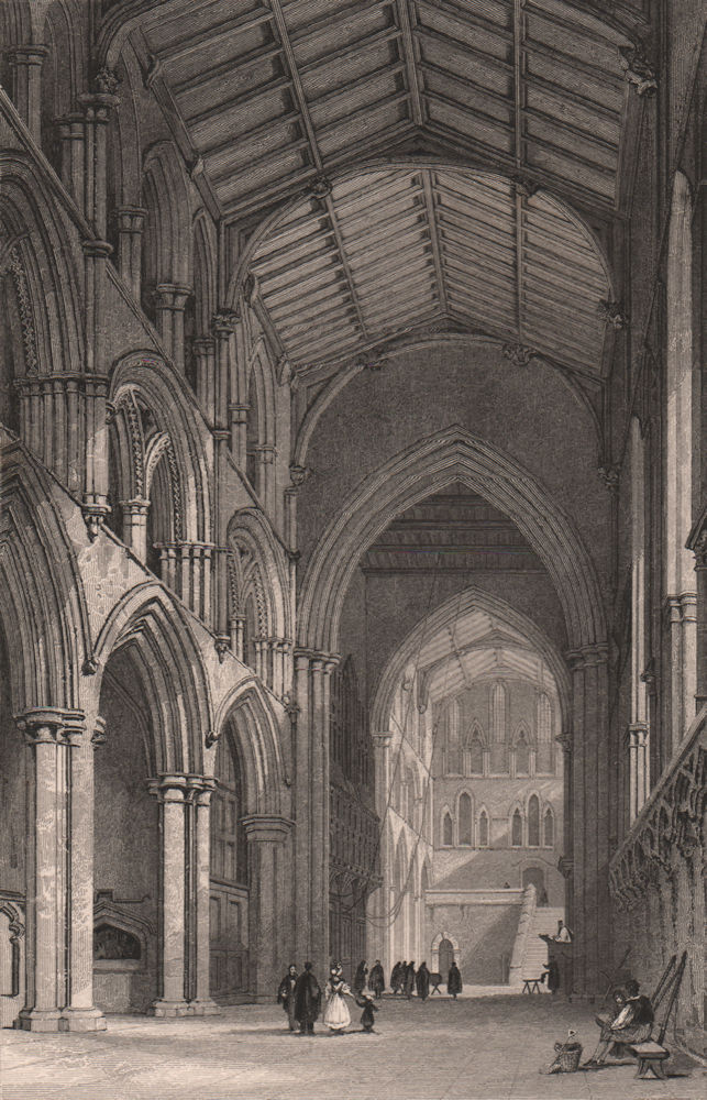 Associate Product NORTHUMBERLAND. Hexham church. ALLOM 1839 old antique vintage print picture