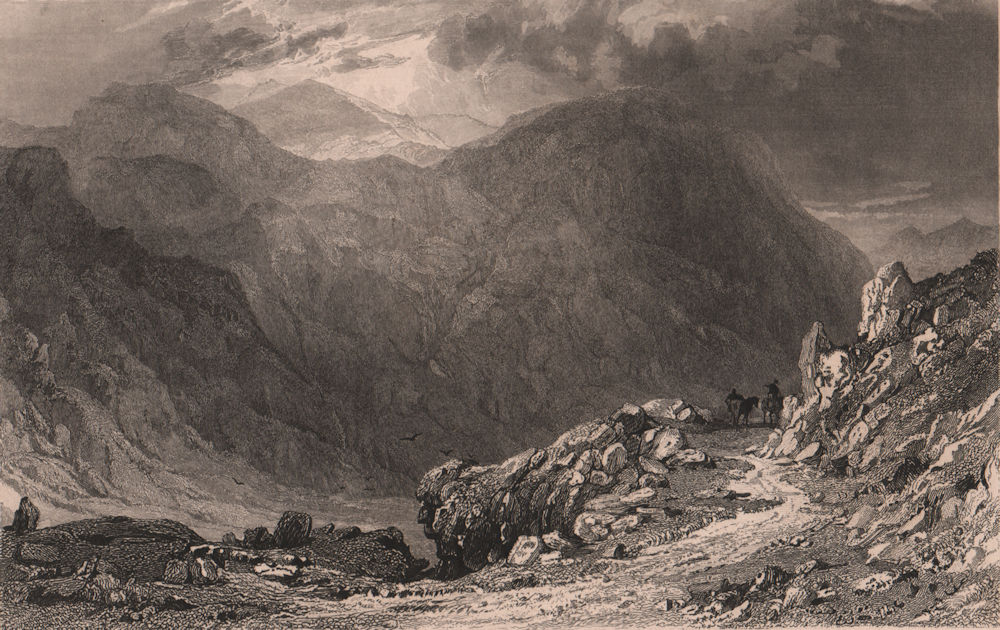 LAKE DISTRICT. Scafell Pike, from Sty Head, Cumberland. Cumbria. ALLOM 1839