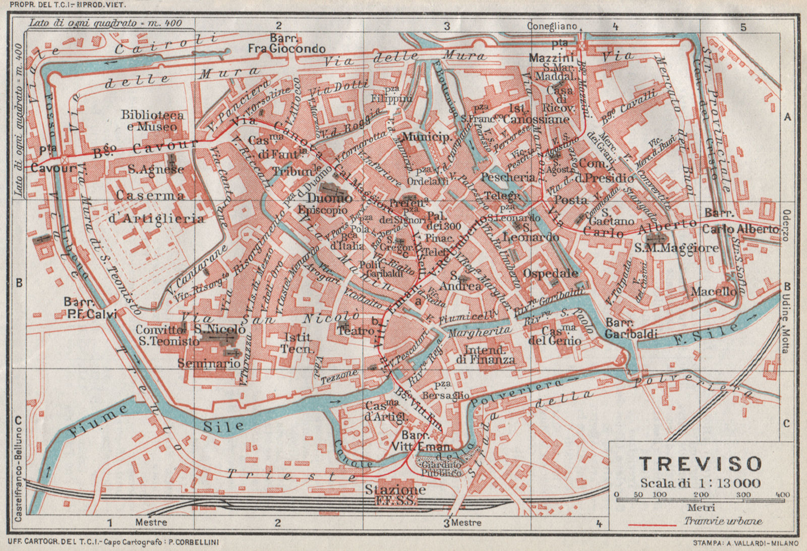 Associate Product TREVISO. Vintage town city map plan. Italy 1924 old vintage chart
