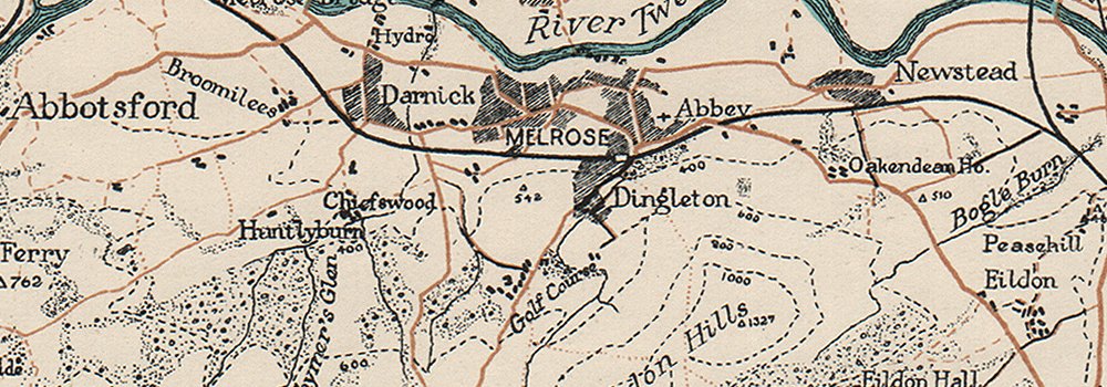 MELROSE DISTRICT. Vintage map plan. Galashiels Abbotsford Tweed ...