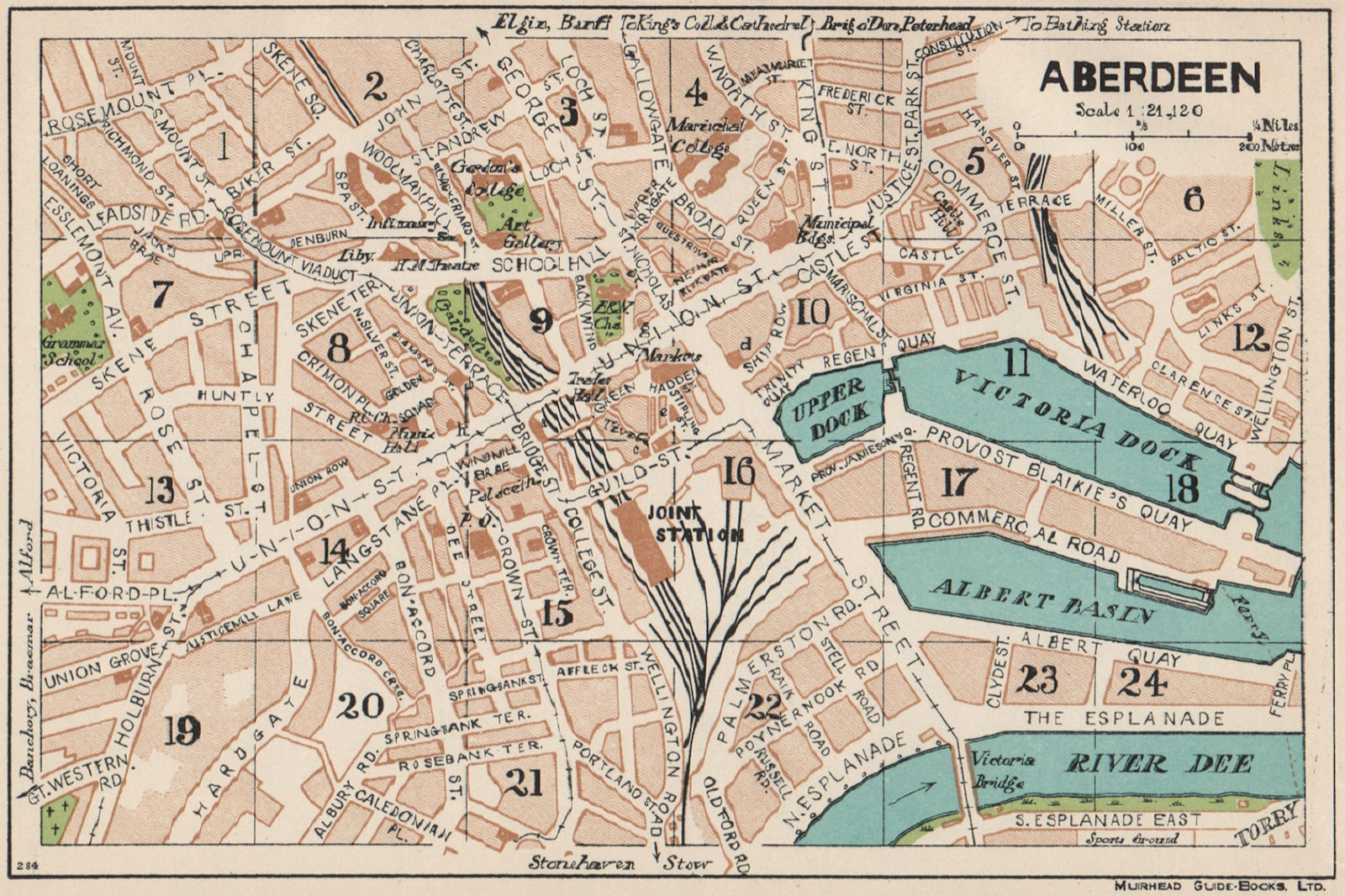 ABERDEEN. Vintage town city map plan. Scotland 1932 old vintage chart ...