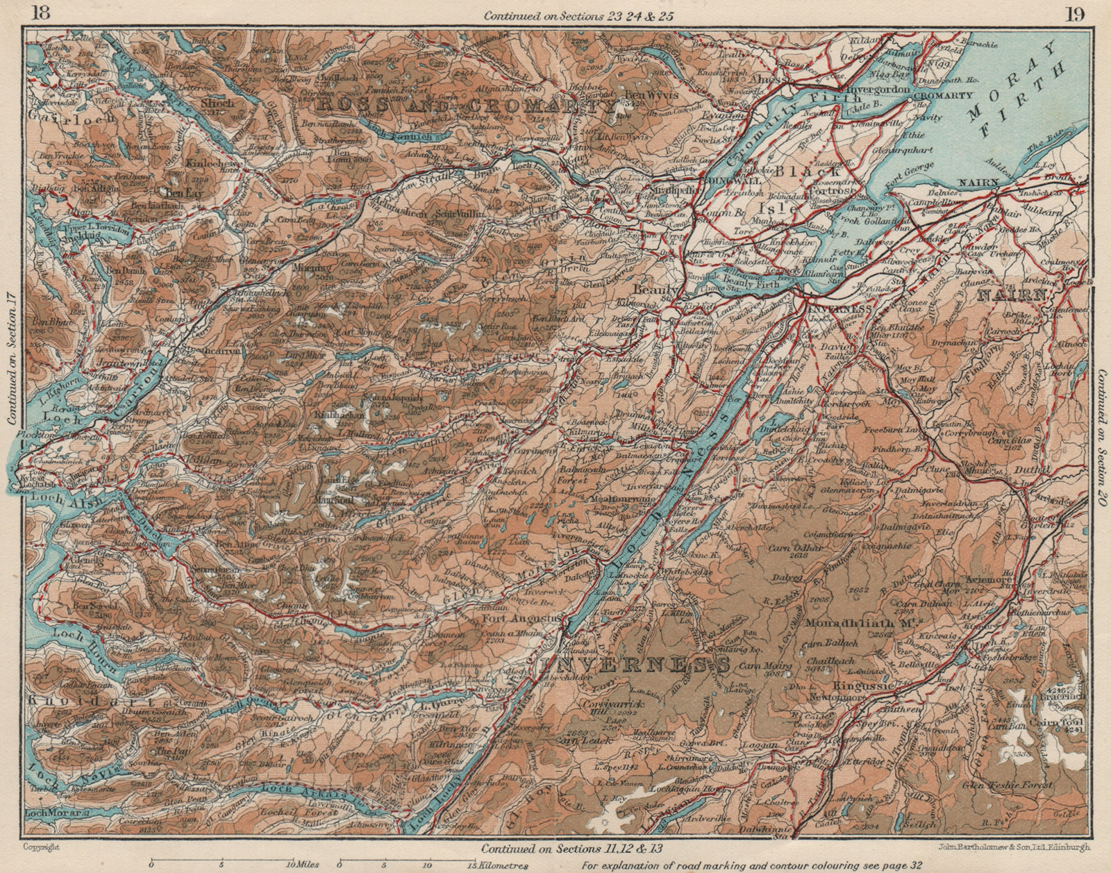 SCOTTISH HIGHLANDS.Ross & Cromarty Inverness-shire Moray Firth.Scotland 1932 map