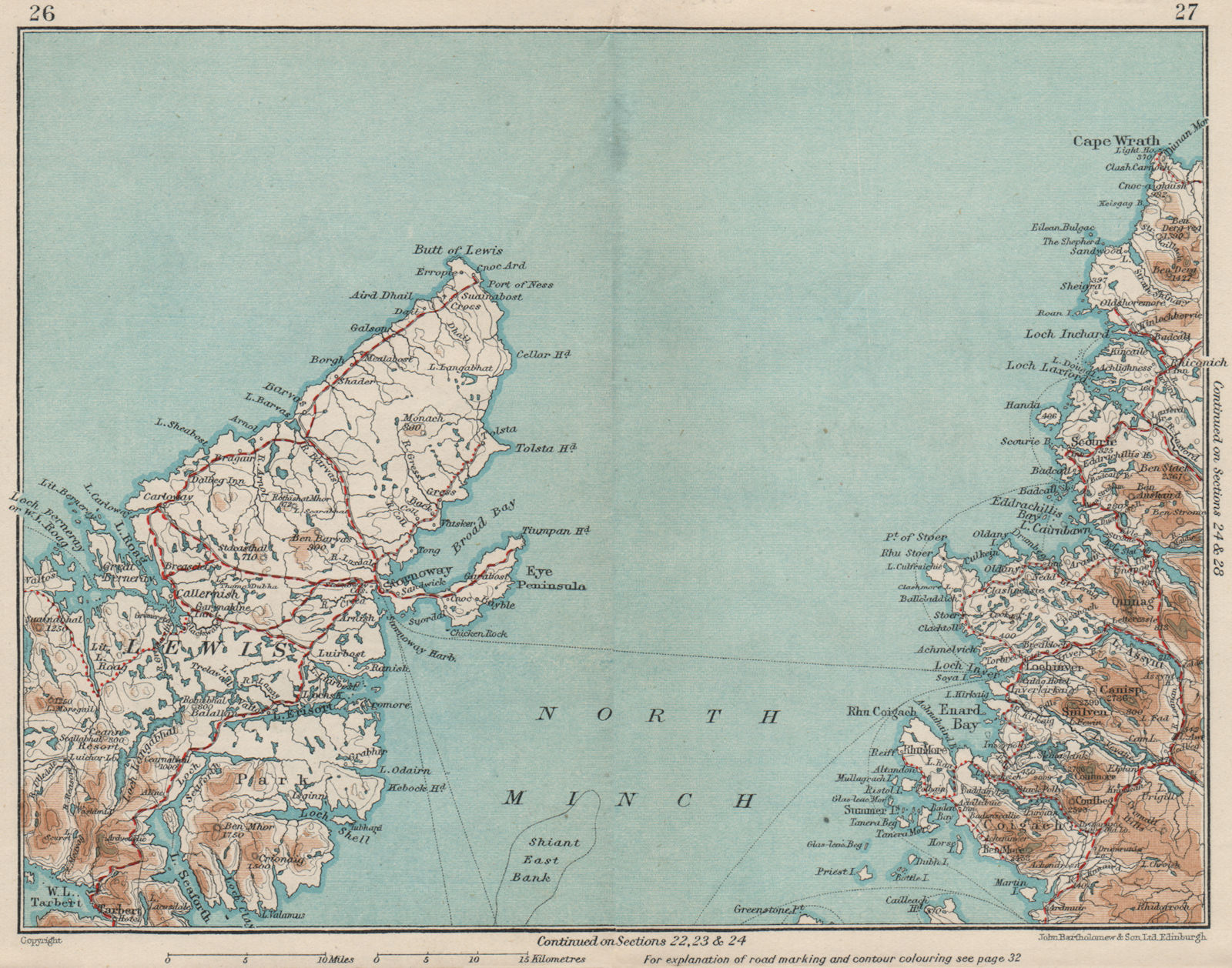 NORTH MINCH. Lewis. Highlands. Vintage map plan. Scotland 1932 old vintage