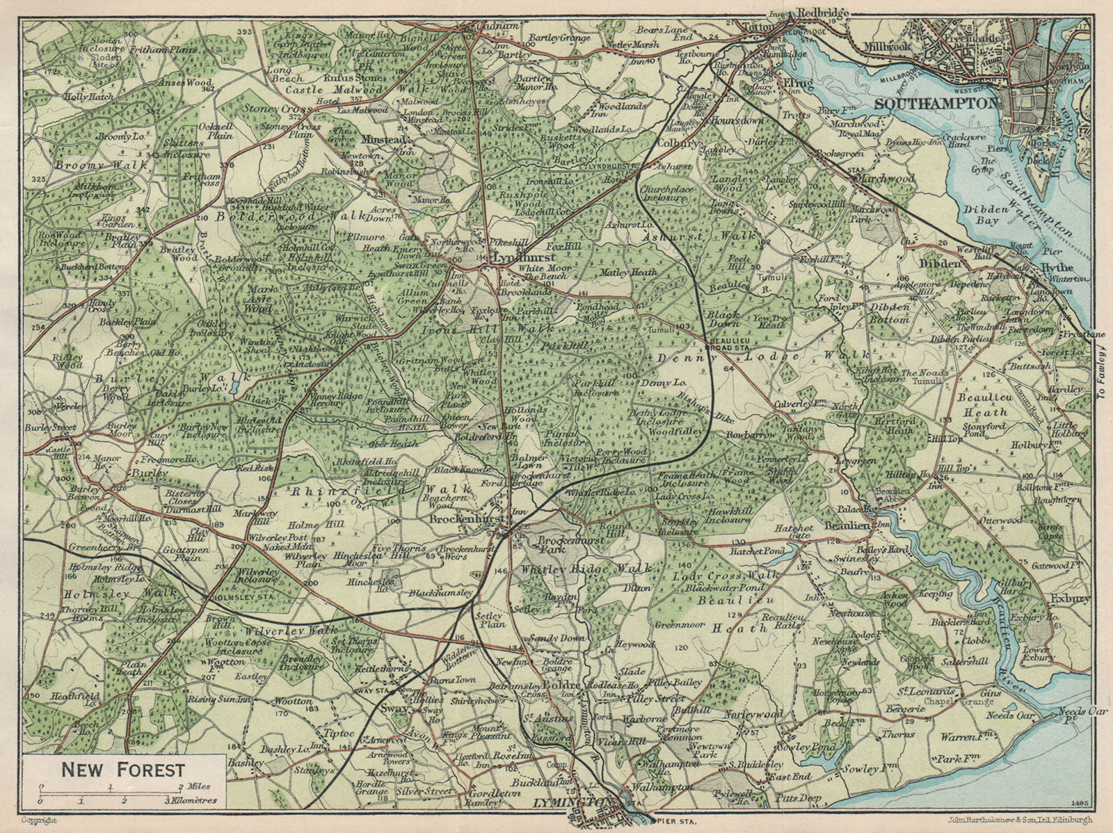 Associate Product NEW FOREST. Vintage map plan. Lyndhurst Southampton Lymington. Hampshire 1930