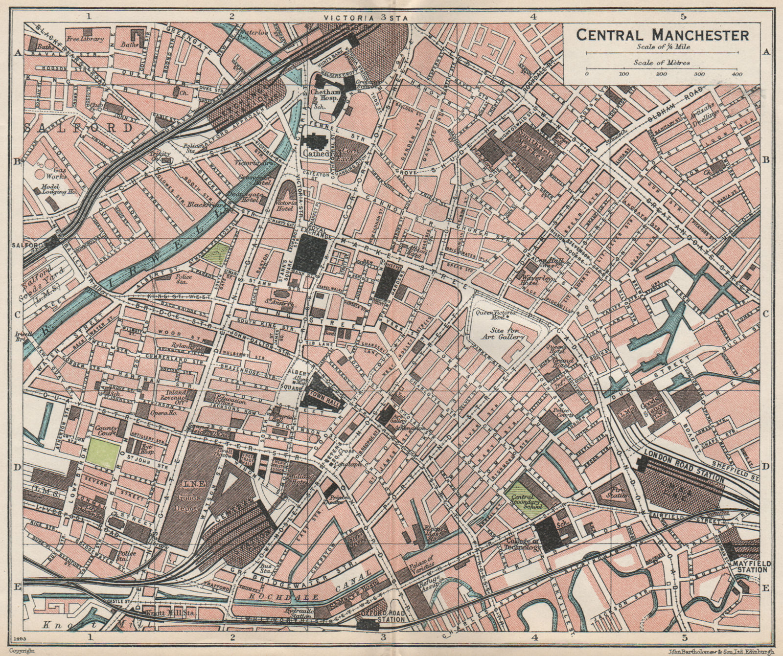 Associate Product CENTRAL MANCHESTER. Vintage town city map plan. Lancashire 1930 old