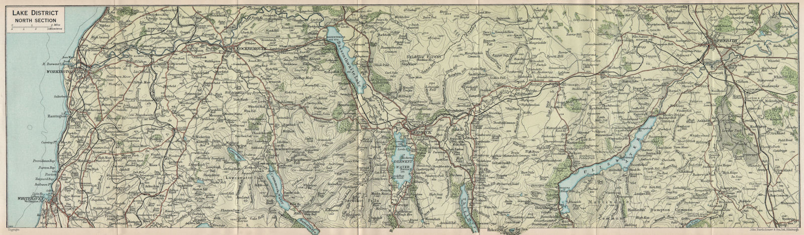 LAKE DISTRICT NORTH. Keswick Ullswater Derwent Water Bassenthwaite 1930 map