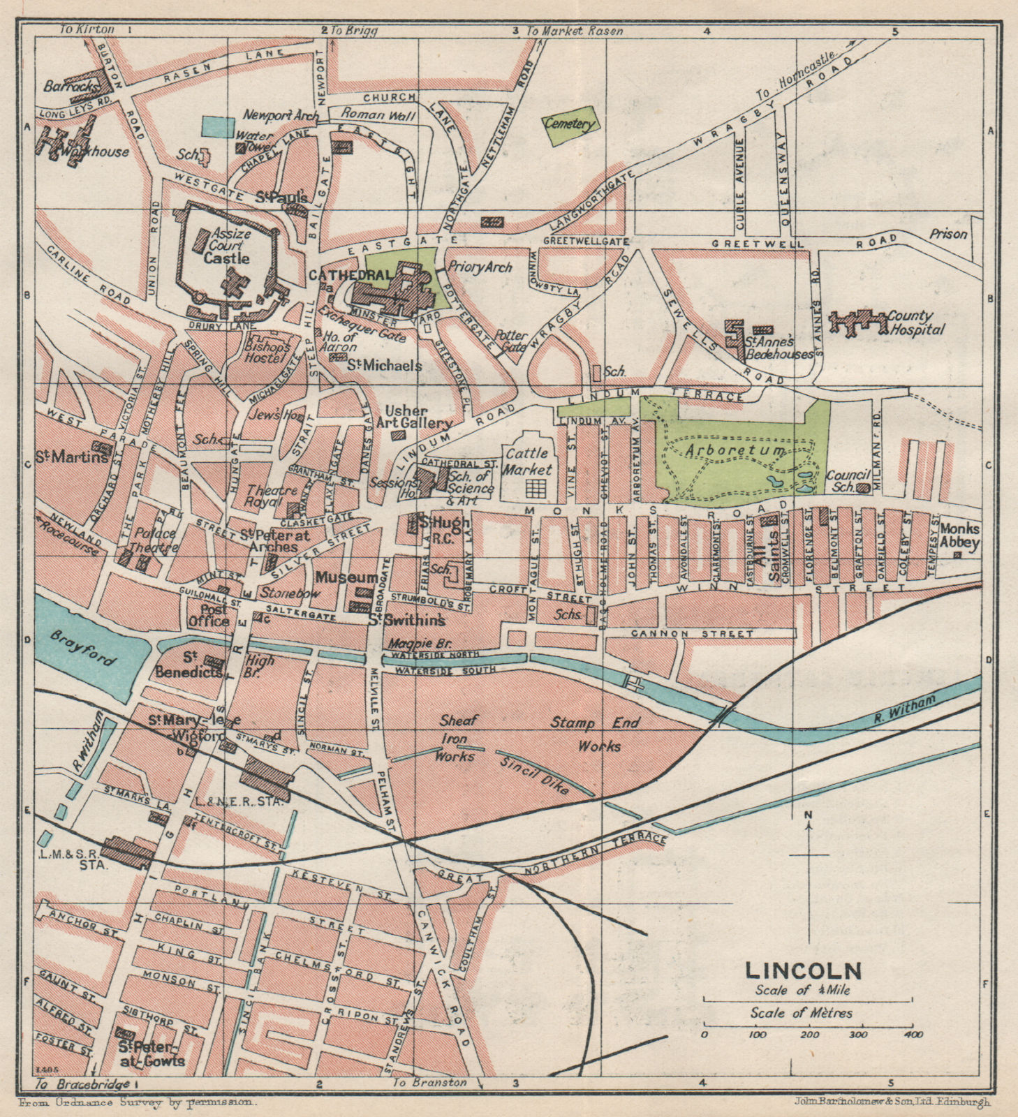 Associate Product LINCOLN. Vintage town city map plan. Lincolnshire 1930 old vintage chart
