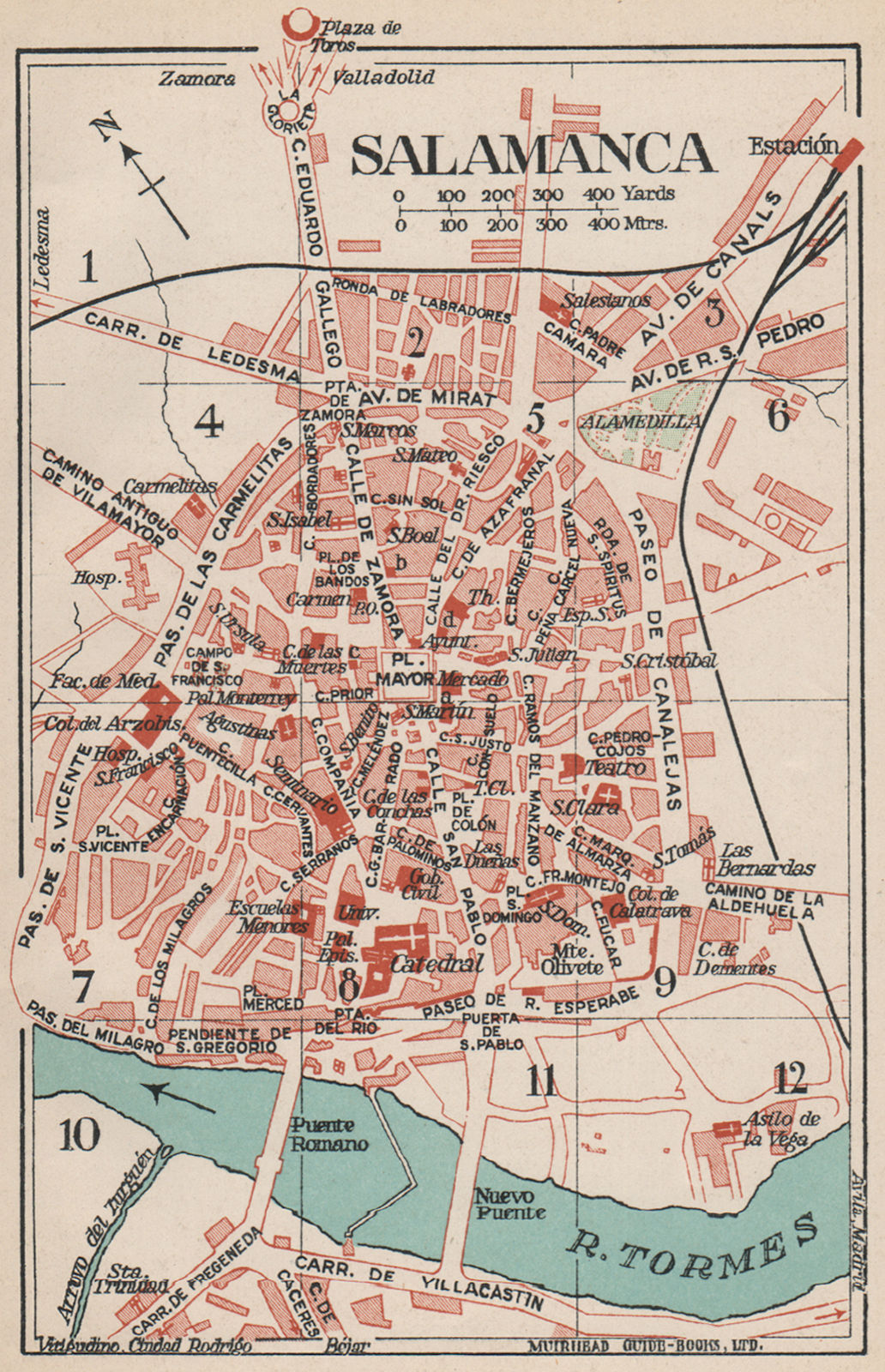 Associate Product SALAMANCA. Vintage town city map plan. Spain 1930 old vintage chart