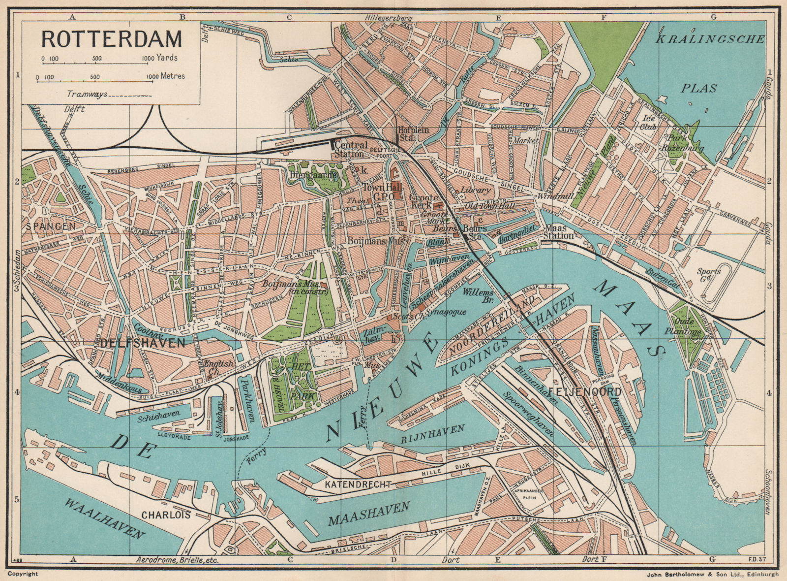 Associate Product ROTTERDAM. Vintage town city map plan. Netherlands 1933 old vintage chart
