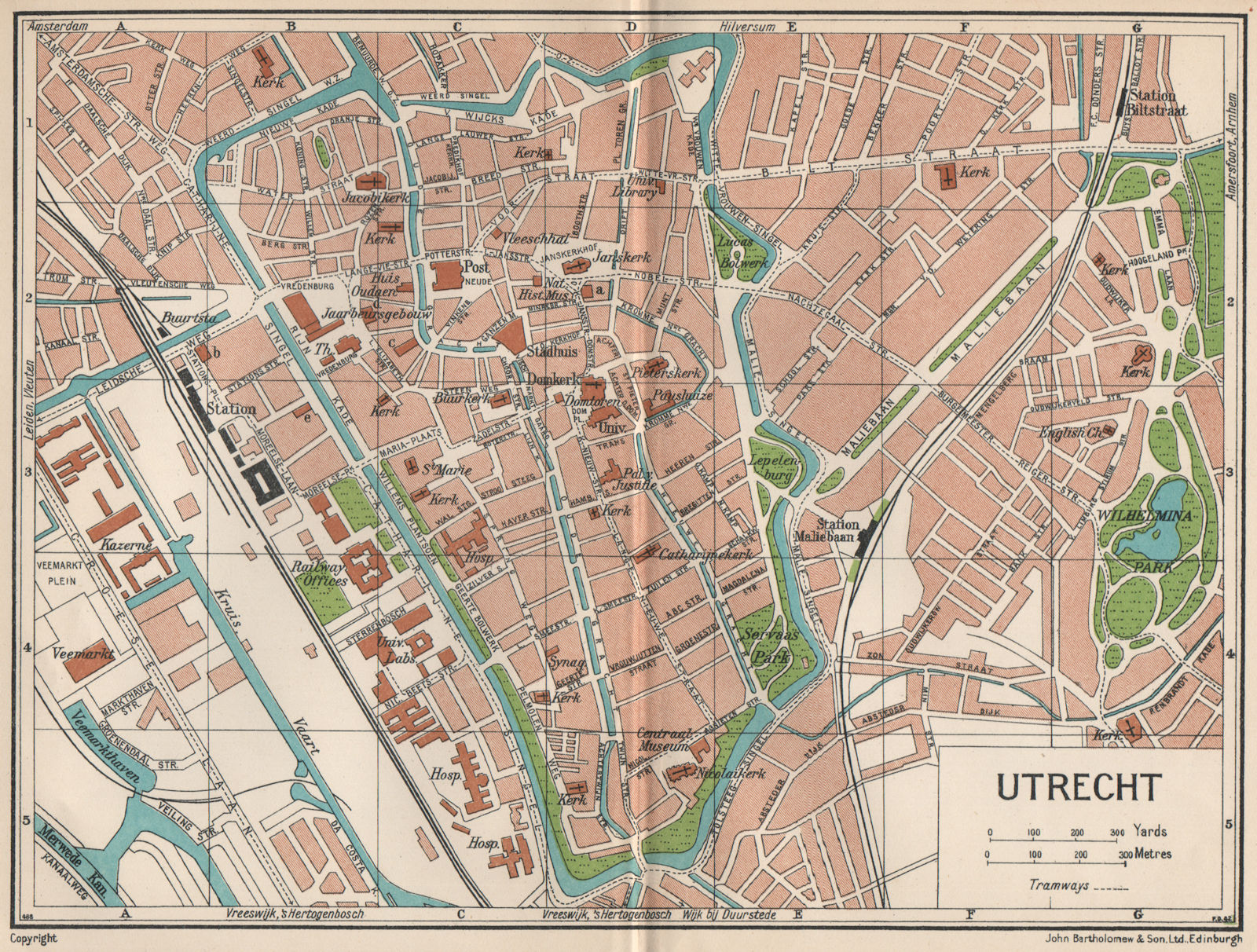 UTRECHT. Vintage town city map plan. Netherlands 1933 old vintage chart