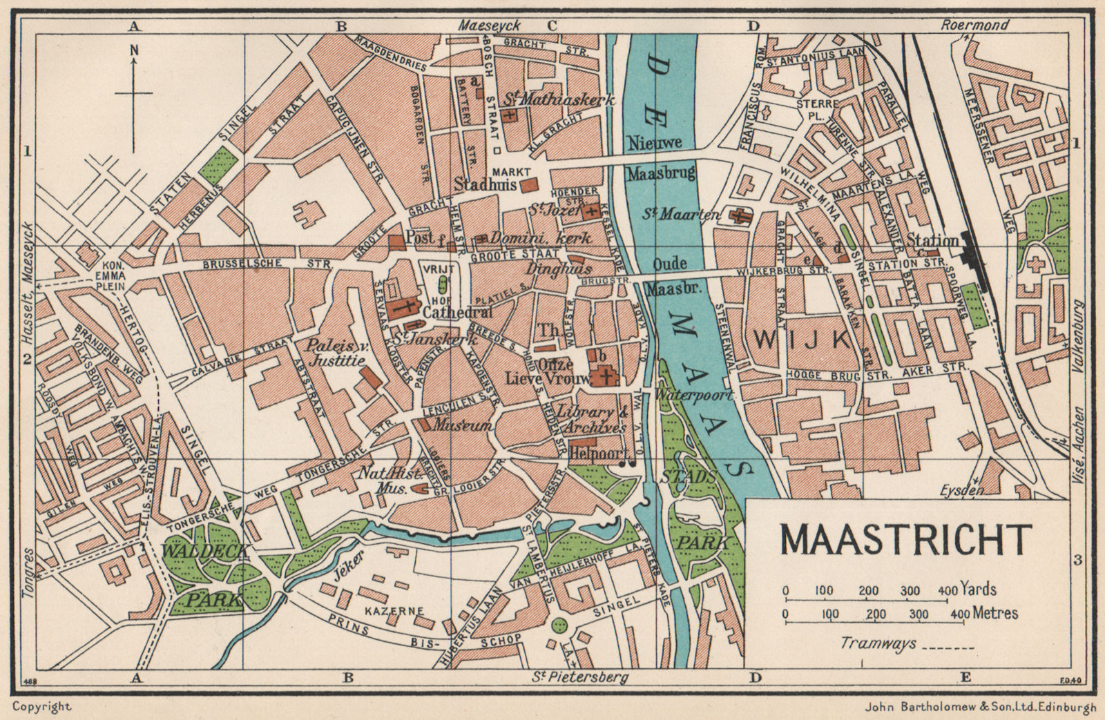 MAASTRICHT. Vintage town city map plan. Netherlands 1933 old vintage chart